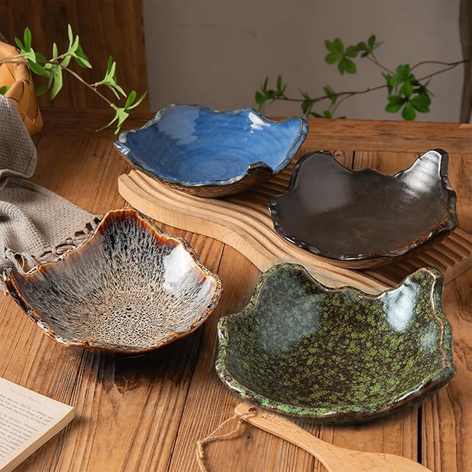 8" Small Ceramic Decorative Bowl 1 Pice – Irregular Rim Reactive Glaze Candy - Image 3
