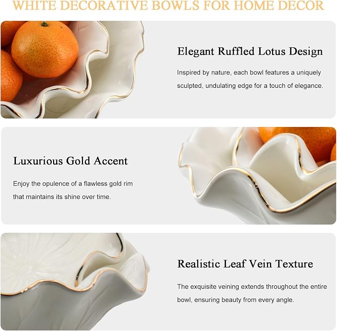 Handcrafted 8" White Ceramic Ruffle Bowl - Image 2