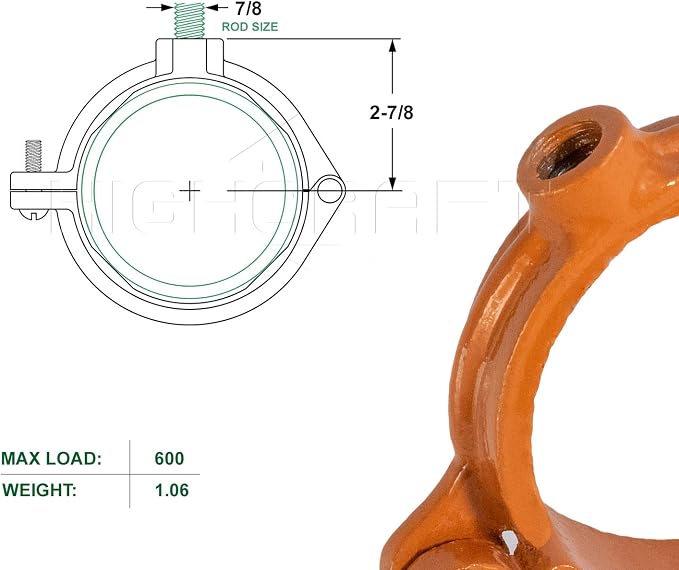 HIGHCRAFT HINGC-04-5 Industrial Decor Hinged Split Ring Pipe Hanger 4 in. Copper - Image 7