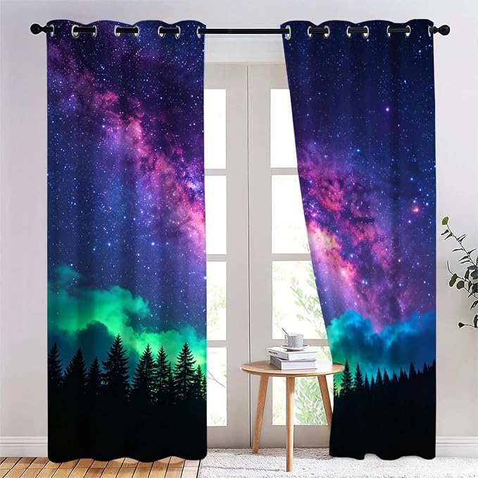 Fluorescent Forest Curtains for Windows by Unknown