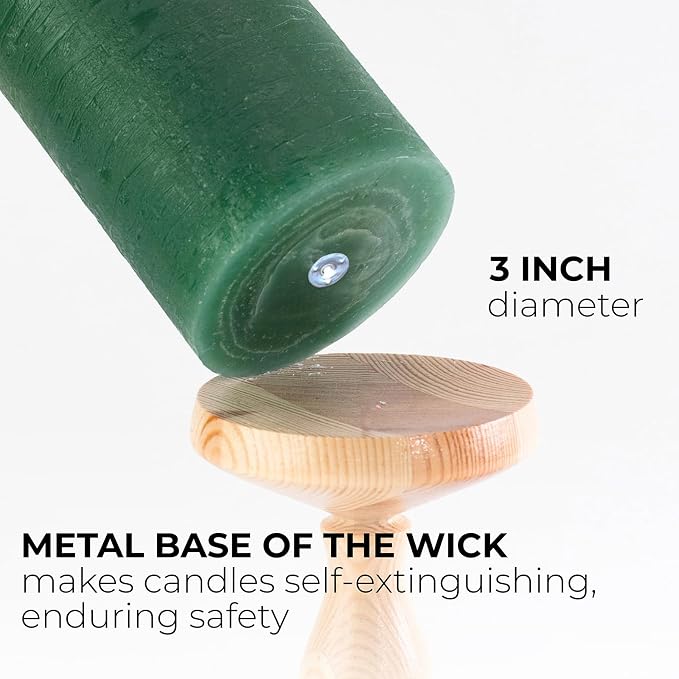 3x3 Inch Grass Green Pillar Candles Set of 3 - Image 2