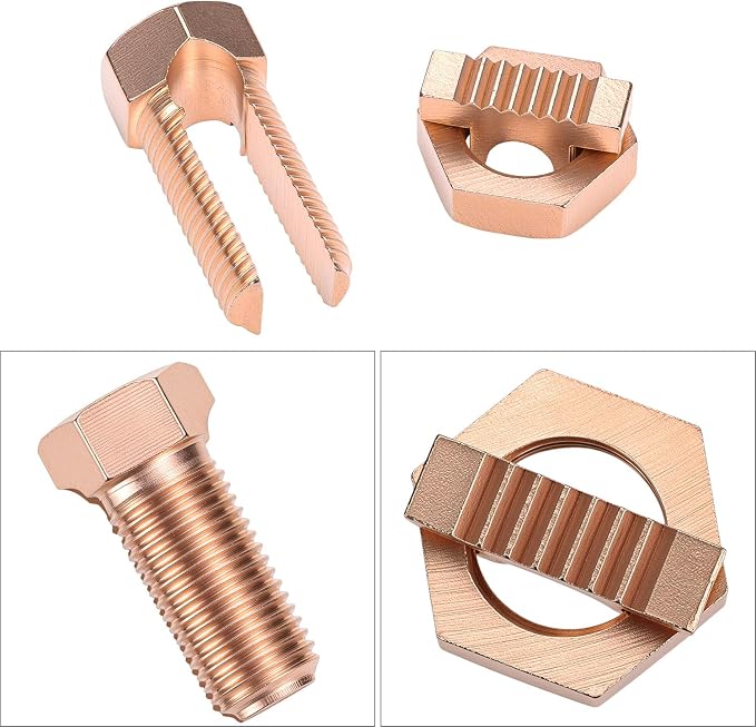 QWORK Split Bolt Connectors, 10 Pack 2-6 AWG Solid Copper Grounding Clamps - Image 5