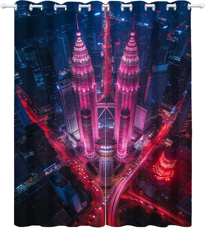 Night View of the Twin Towers Curtains - Image 4