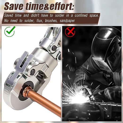 Therwen 5 Pcs 1 Inch Copper Pipe Press Fittings, 90 Degree Elbow Coupling Zero - Image 6
