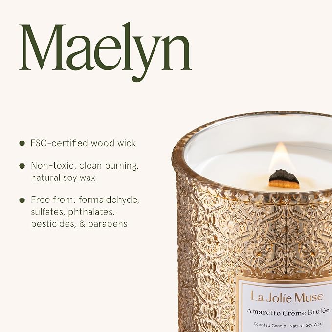 LA JOLIE MUSE Amaretto Crème Brûlée Scented Candle | Almond Liqueur, Dried - Image 7