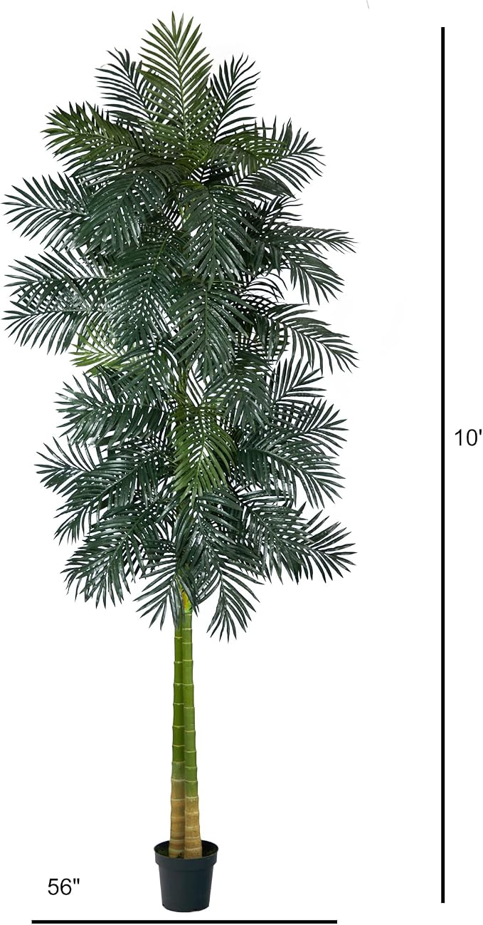 Nearly Natural 10ft. Double Stalk Golden Cane Artificial Palm Tree - Image 2