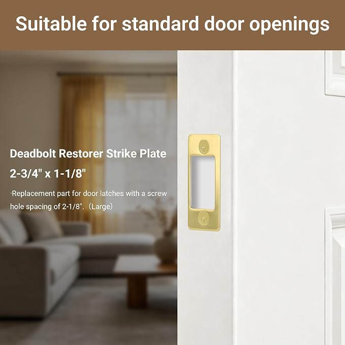 Deadbolt Restorer Strike Plates Narrow Side and Large Hole, Round Corner | - Image 3