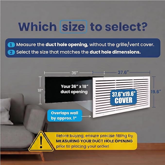 36x18 Aluminum Wall Ceiling Air Return Vent Cover HVAC Rustproof Grille - Image 2