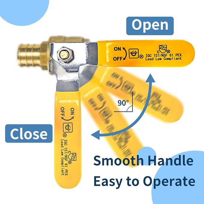 AB 3/4 Inch X 3/4 Inch Full Port PEX Ball Valve, Water Shut Off Valve - Image 4