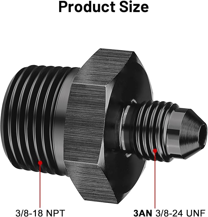 EVIL ENERGY 3AN Male Flare to 3/8" NPT Pipe Fitting Adapter Straight Aluminum - Image 2