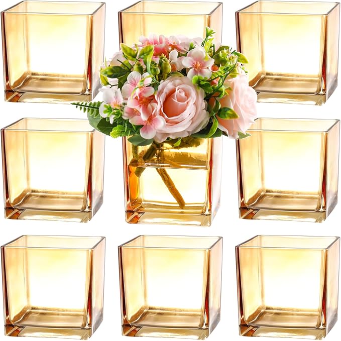 Square Glass Vases Set of 9, Square Vase by MARTAGE