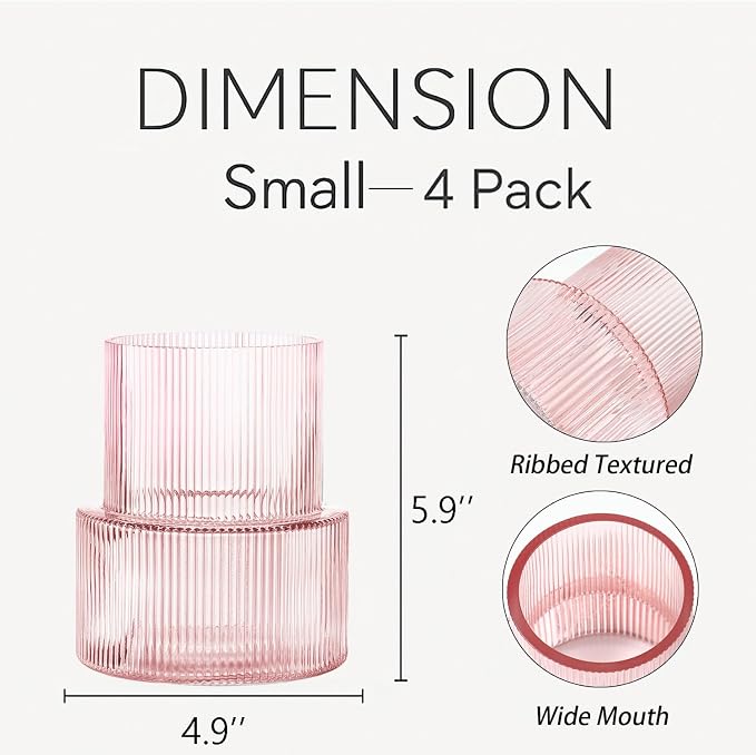 Ribbed Glass Vases, Modern Vase - Image 2