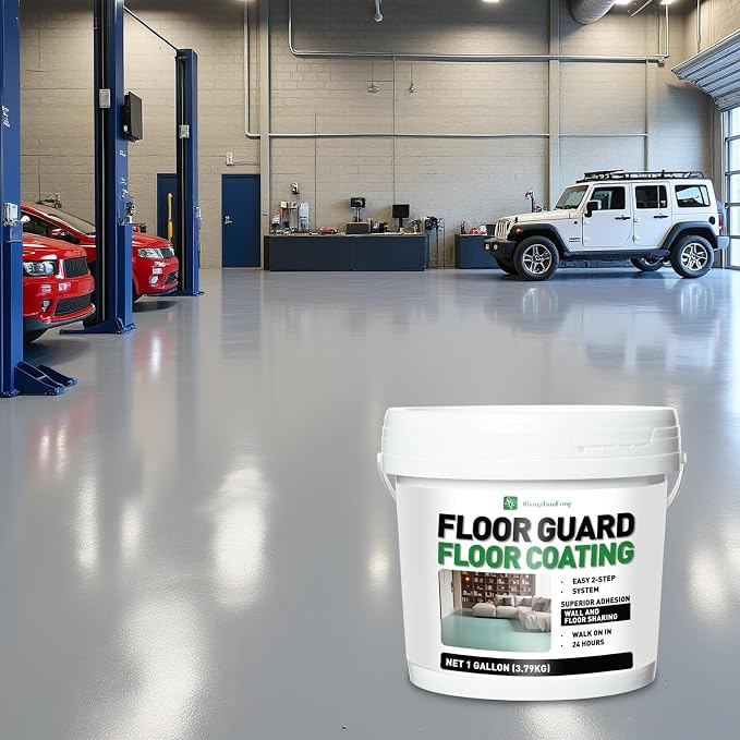 Water-based colored sand floor paint, Smoke grey 1 Gallon, aterproof Coating - Image 9