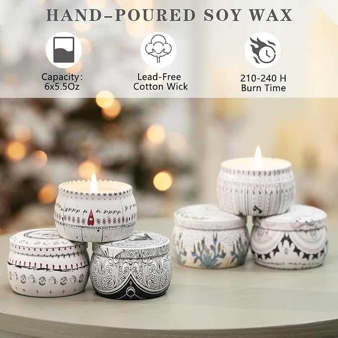 Candle Set for Women Gift, Scented Candles, 6 Pack Large Natural Soy Wax - Image 6