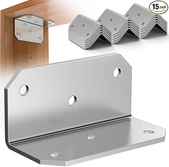 Yuleimy L Brackets for Wood, 2x4 Inch Galvanized Corner Braces, 4×2×2 in. black by Unknown