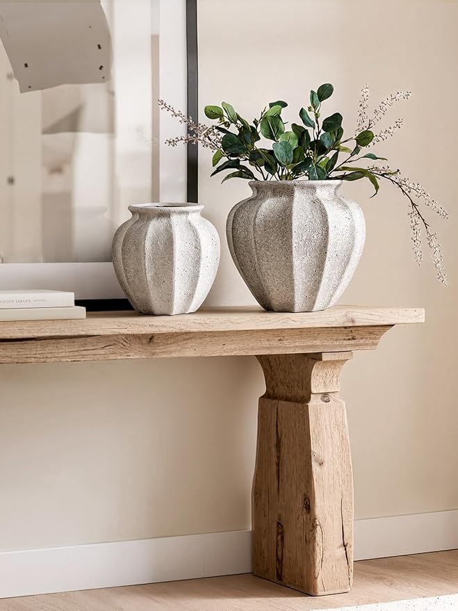 LE TAUCI 9.3" Ceramic Vase, Artisan Large White Ceramic Vase - Image 6