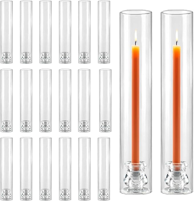 20 Pack Glass Hurricane Candle Holders 12.6" Open Ended Candlestick Tubes | by Novyxis