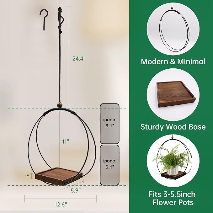Hanging Planter for Indoor Plants, Modern Boho Macrame Plant Hanger for 3-5.5 - Image 5