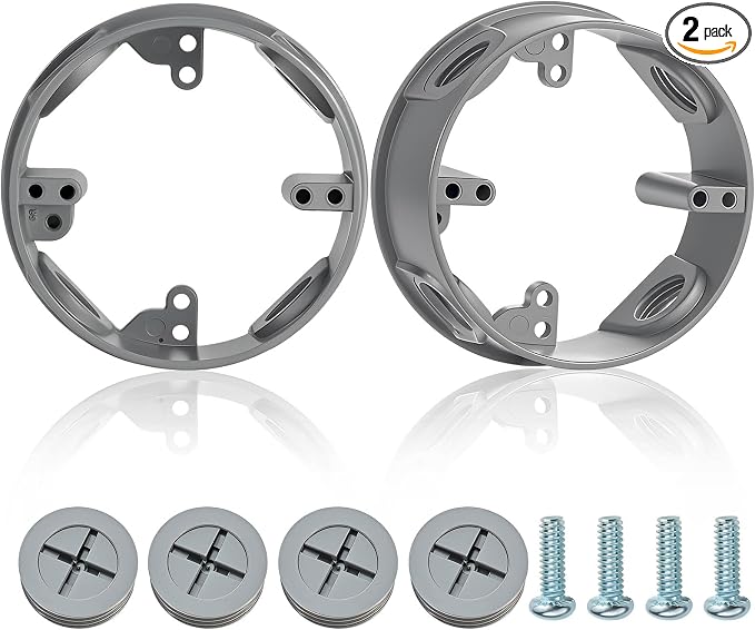 2 Pcs 1-1/2 Inch 4 Hole 4 Inch Round Electric Box Extender, 16.5 Cu. in by Juexica