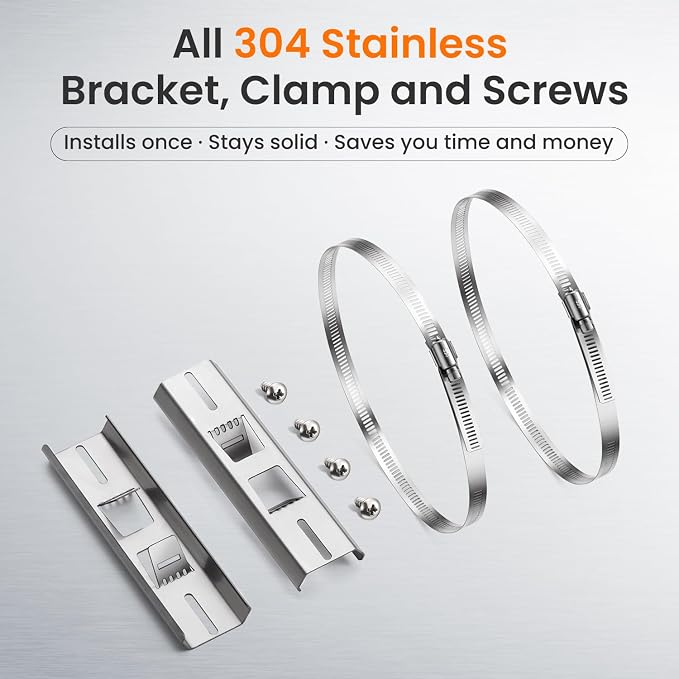 QILIPSU Pole Mounting Kits, 304 Stainless Steel 6.9" x 1.9" Brackets - Image 2