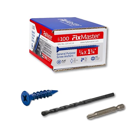 1/4 x 1-1/4" Countersunk Phillips Flat Head Blue Concrete Screw Anchors by Unknown