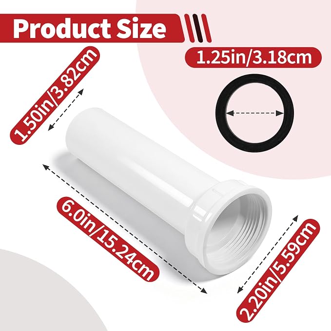 4 Sets PP15-6W 1-1/2" PVC Drain Tailpiece Compatible - Image 3
