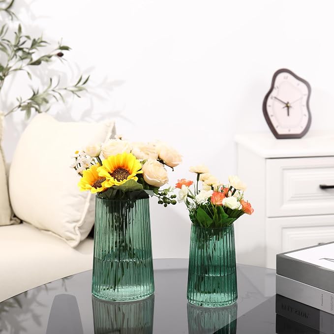 Ribbed Flower Vases Set of 2, Flower Vase - Image 2