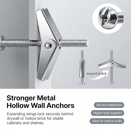 weideer 100Pcs Toggle Bolts 1/8" 3/16" 1/4" Heavy Duty Drywall Anchors and - Image 2
