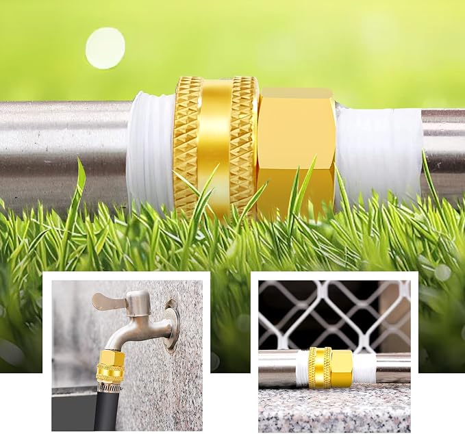 2 Pack Lead-Free Brass Garden Hose Threaded 3/4" GHT to 1/2 NPT Adapter | Green - Image 8