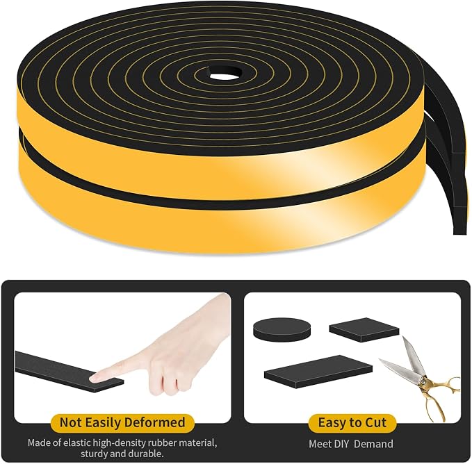 Weather Stripping, High Density CR, Strong Adhesive, 1/2 in x 1/4 in x 26Ft | - Image 7