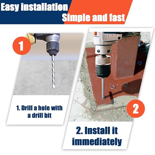 Tandefio 150 Pack 1/4 x 4 Concrete Anchors and Screw Kits Galvanized | Large - Image 4