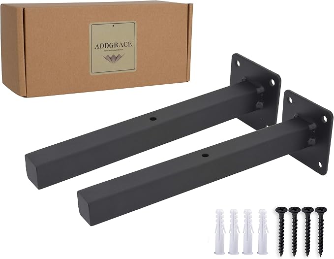 AddGrace Industrial Black Shelf Brackets 8 Inch L Brackets by AddGrace