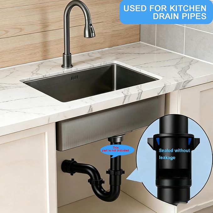 eflyefly 1-1/2 inch P Trap Kitchen Bathroom Sink Drain Kit - Image 2