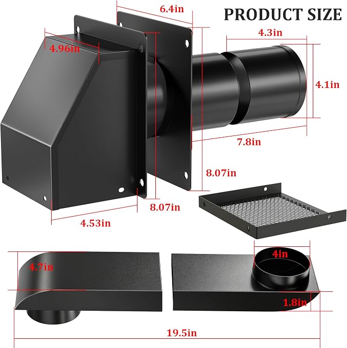 4 Inch Dryer Vent Kit with 9.5-14.5" Adjustable Periscope Dryer Vent & Outdoor - Image 4