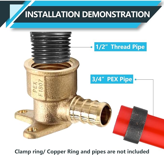 10Pack Seelink PEX Fittings, 1/2" PEX x 1/2" Female NPT Drop Ear Elbow | PEX - Image 4