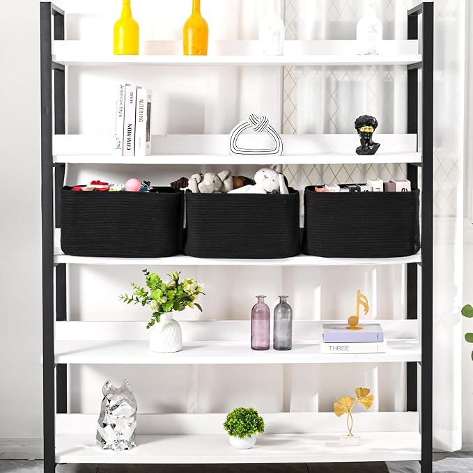 ICERZCZ Large Storage Baskets for Organizing Shelves, Woven Cotton Rope Bins - Image 2