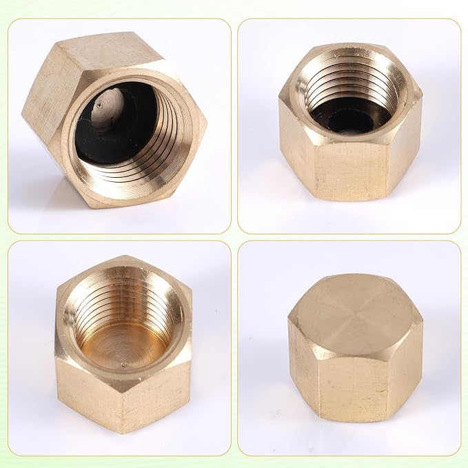 6pcs Brass Pipe with 6 Rubber Gasket, 1/4 Inch NPT Female Pipe Plug Hex - Image 3