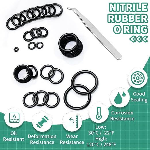 320Pcs Black Small Nitrile Rubber O-Ring Assortment Kit | Oil Resistant NBR - Image 3