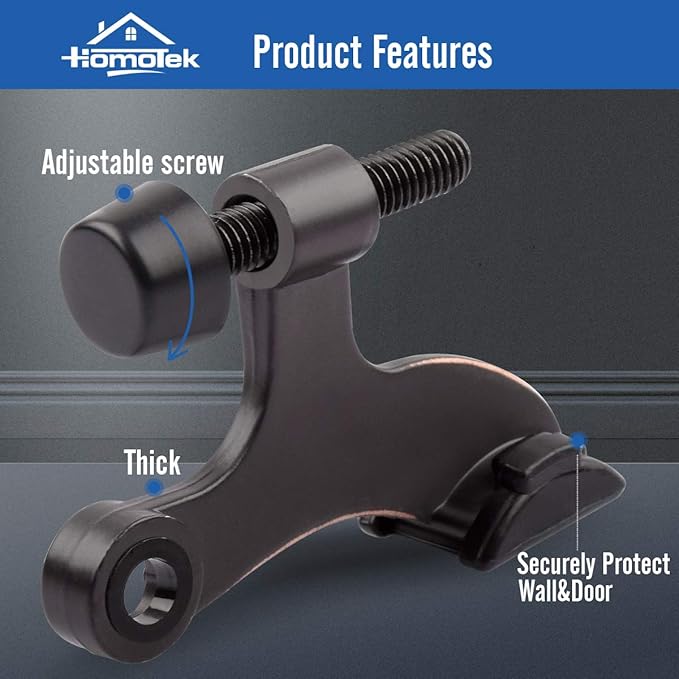 HOMOTEK 2 Pack Hinge Pin Oil Rubbed Bronze Door Stopper, Adjustable Deluxe - Image 3