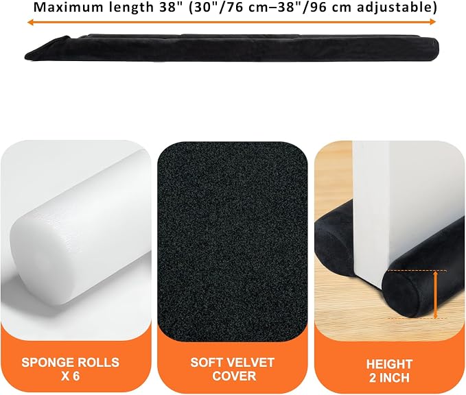 Under Door Draft Stopper 30-38" Adjustable Wind Stopper - Image 2