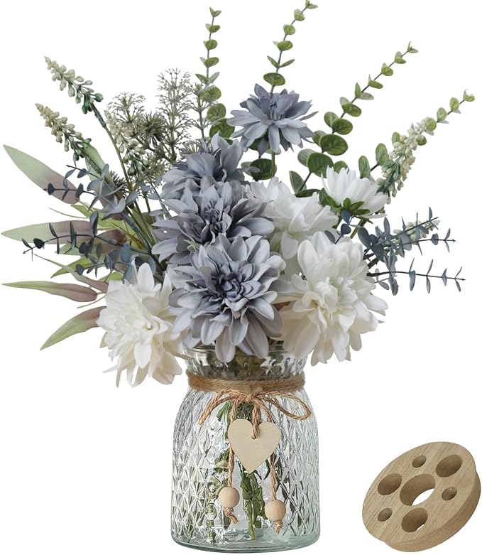 Fake Flowers with Vase, Silk Dahlia Flowers, Artificial Flowers in Vase by LEFTOVER