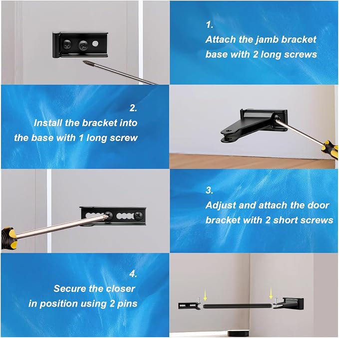 Reinforced Storm Door Closer Bracket Kit, Heavy-Duty Screen Door Closer - Image 6