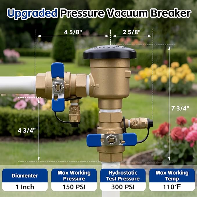 1" Brass Pressure Vacuum Breaker - Image 2