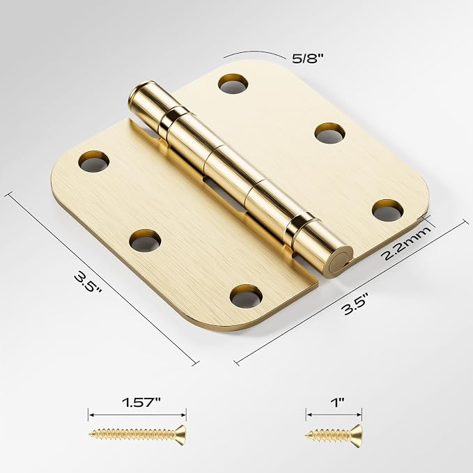 30 Pack Satin Brass Door Hinges 3.5 Inch - Image 2