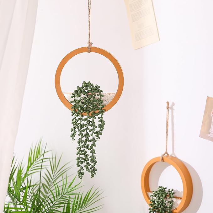 Boho Wall Decor, Indoor Hanging Planter Greenery Decor, Faux Succulent Wall - Image 8