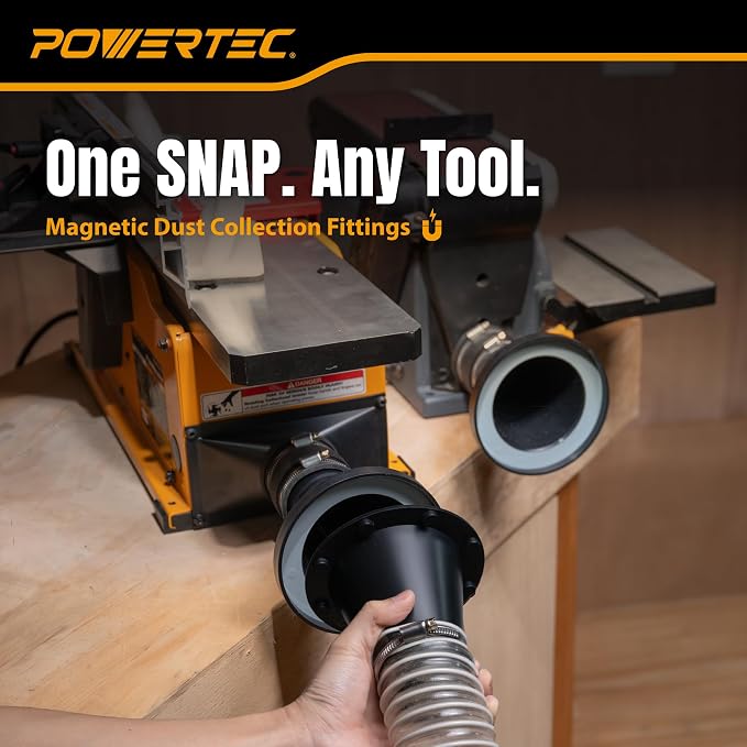 POWERTEC 4” to 2-1/2” Steel Ring Port Receiver, Magnetic Dust Collection Fitting - Image 5