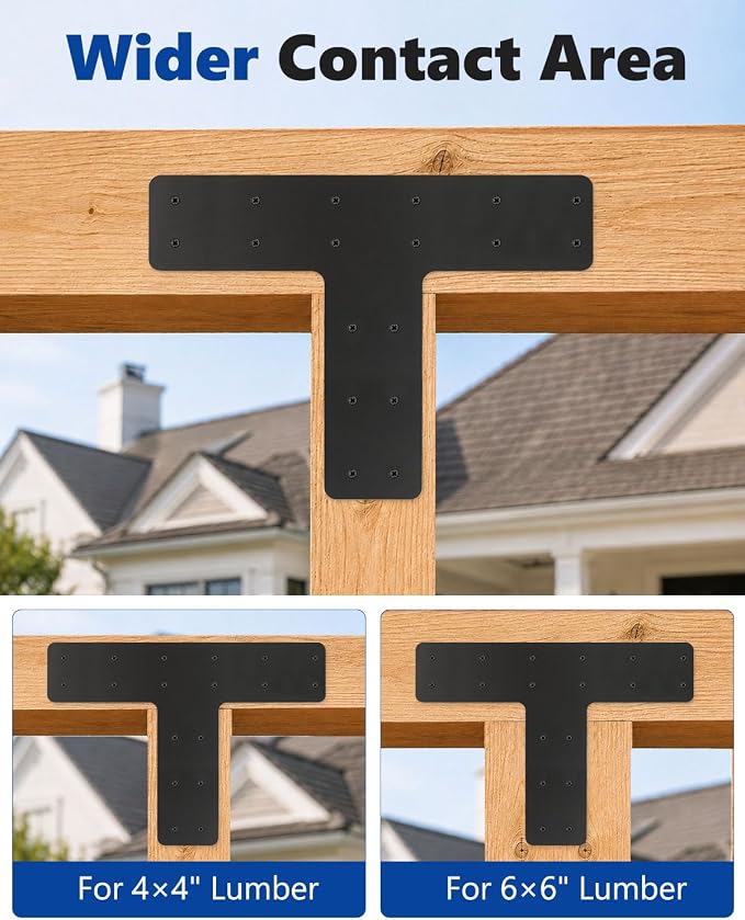 4 Pcs T Post Timber Brackets, 6x6 Lumber, T Brackets - Image 4
