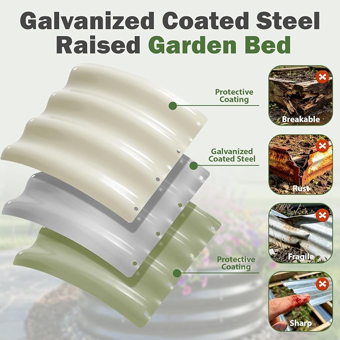 3 PCS Round Raised Garden Bed 2x2x1 ft, Metal Outdoor Planter Box Kit - Image 2