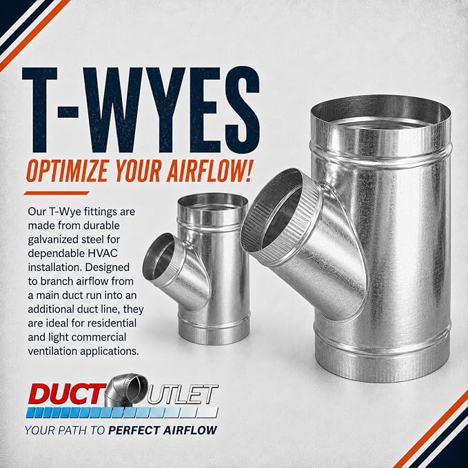 12" x 9" x 9" T-Wye HVAC Duct Fitting, 26 Gauge Galvanized Steel Round Duct - Image 5