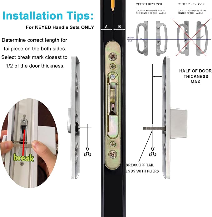 ACEPLANET Offset Position Keyed Sliding Patio Door Handleset - Image 4